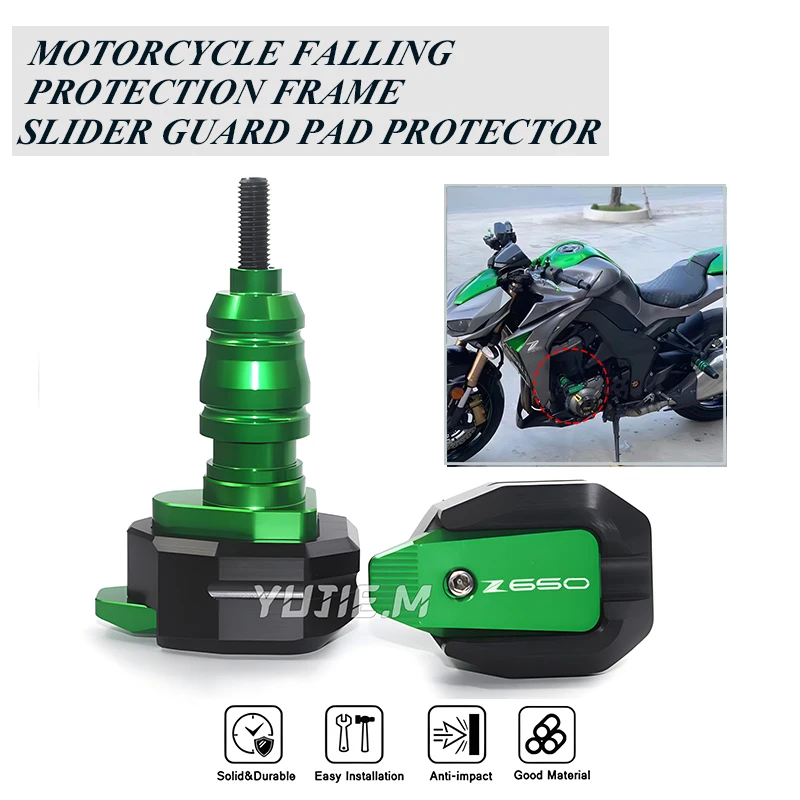 ل Z650 NINJA650 Z 650 NINJA 650 2017-2024 دراجة نارية السقوط حماية الإطار المنزلق هدية الحرس مكافحة تحطم وسادة واقية