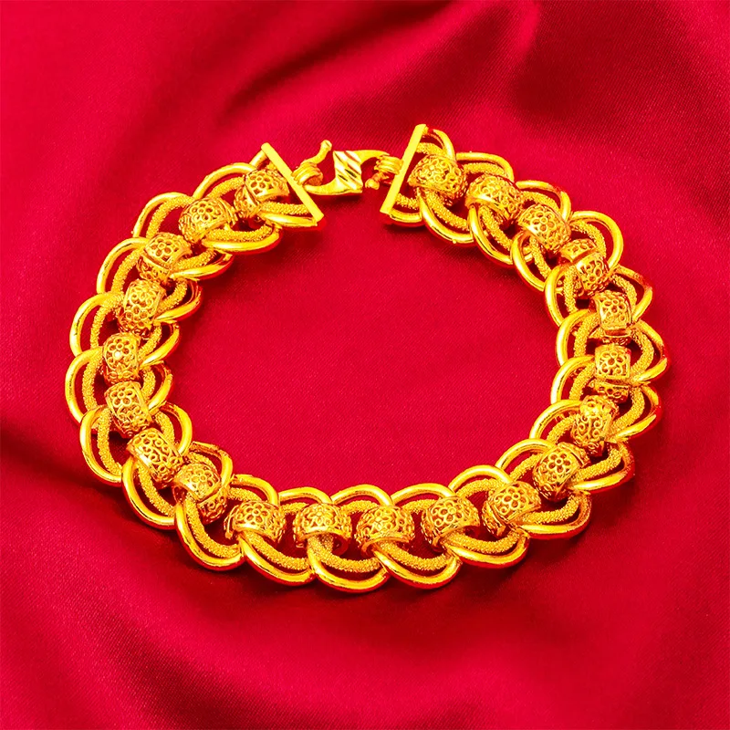 

Men's 24K Gold Wide Bold Watch Chain, AU999 | Zircon-accented chain edges, glamorous statement of opulent power.