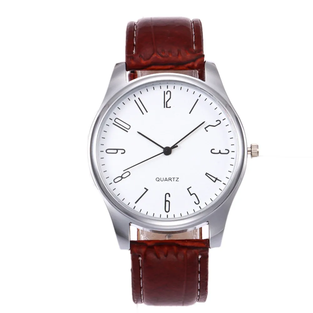 High End Business And Daily Life Fashionable Stainless Steel Minimalist Round Dial Leather Strap No Waterproof For Men