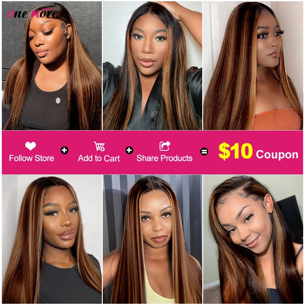 FB 30 Brown Highlight Bundles With Closure Ombred Straight Bundles With Closure 1b 4/30 Colored Human Hair Bundles With Closure