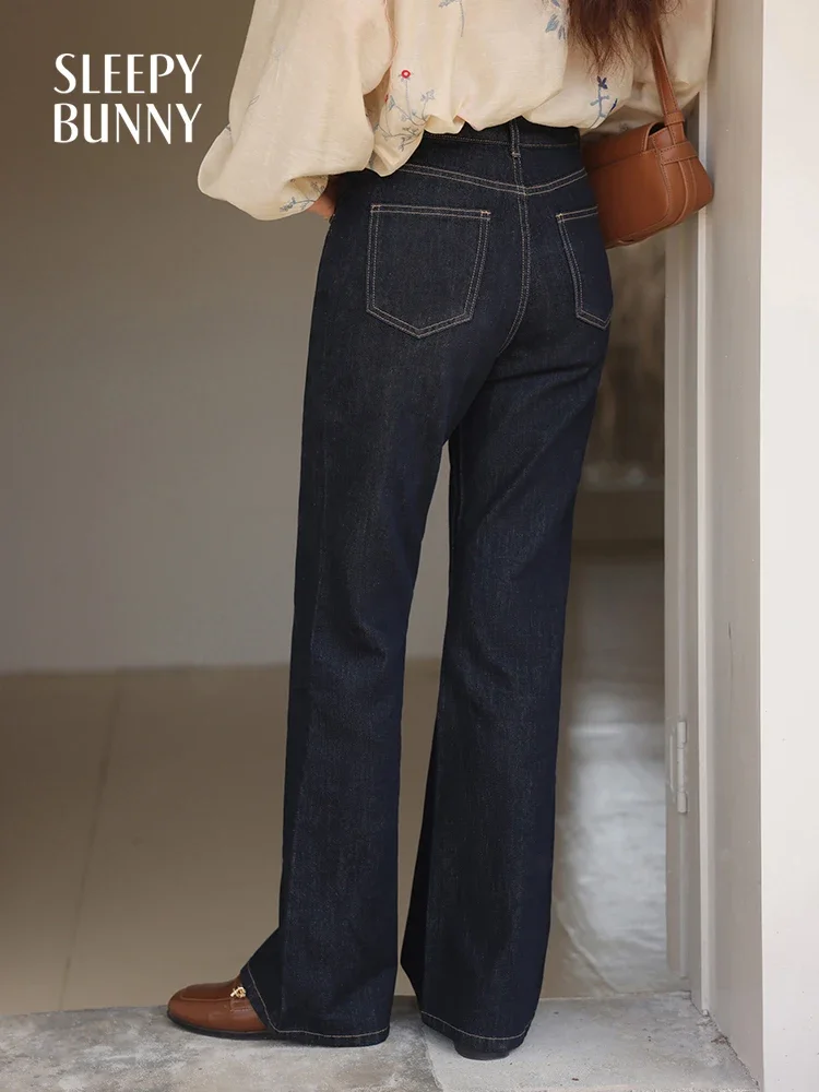 النساء عالية الخصر خمر التباين غرزة متوهج الجينز سليم صالح موضة غسلها الدينيم السراويل الربيع عادية ضيق الساق بنطلون