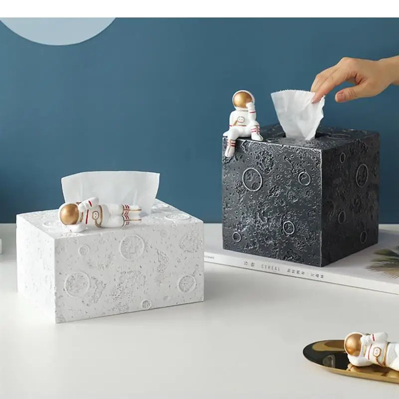 Astronaut Resin Tissue Box Square Paper Towel TubePaper Roll Holder Rectangular DecorationPaper Storage