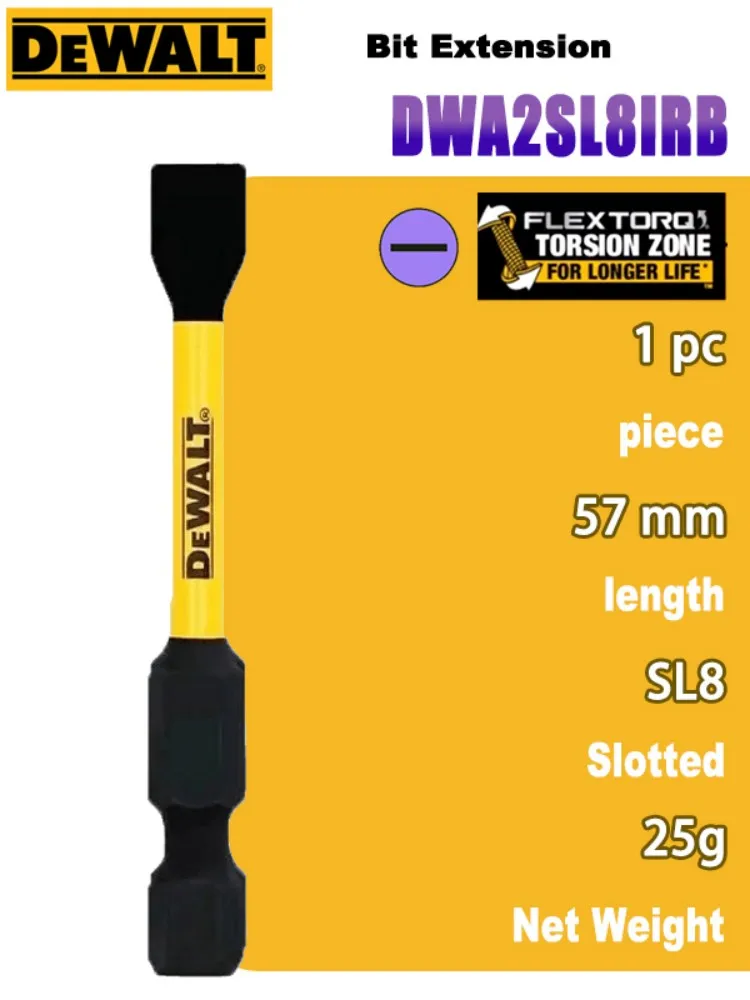 DEWALT 57mm SL8 Impact Slotted Bit Single DWA2SL8IRB