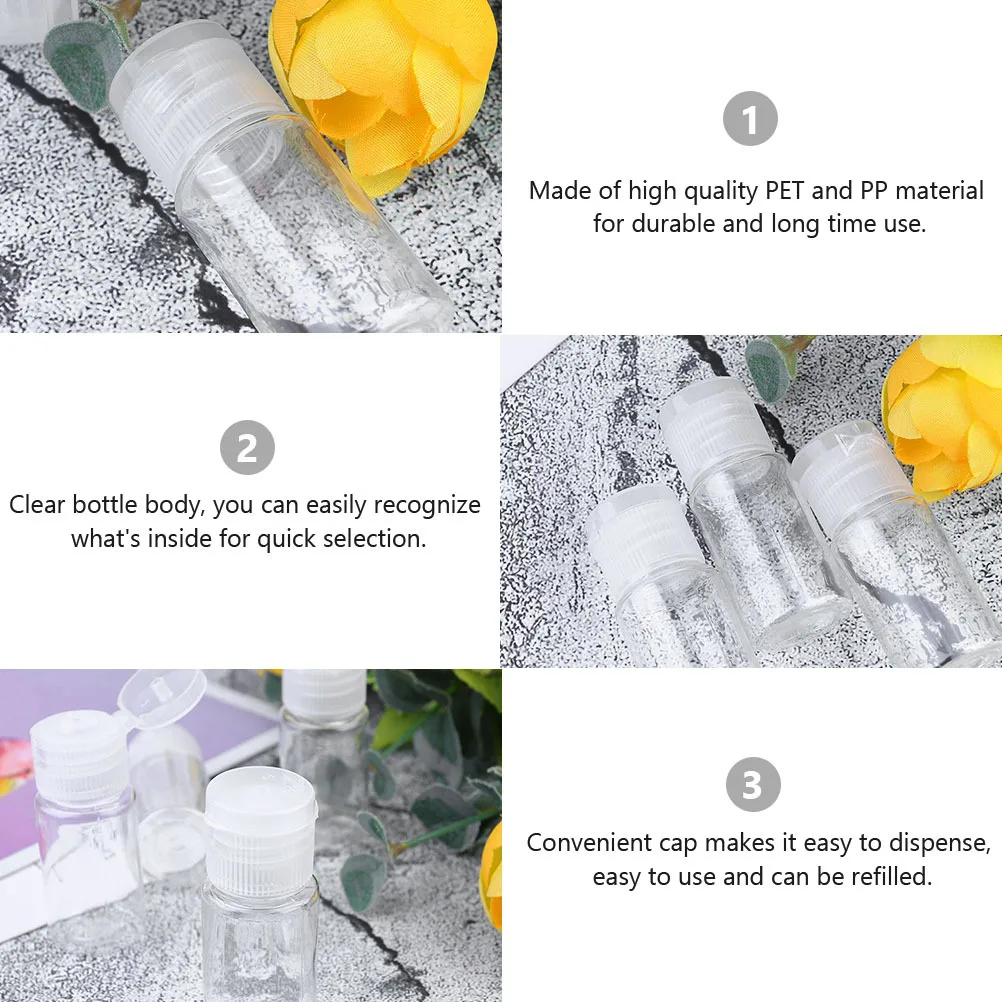 24Pcs Emulsion Bottles Refillable Portable Lotion Containers for Travel Dispensers Clear Pet PP Material Lightweight