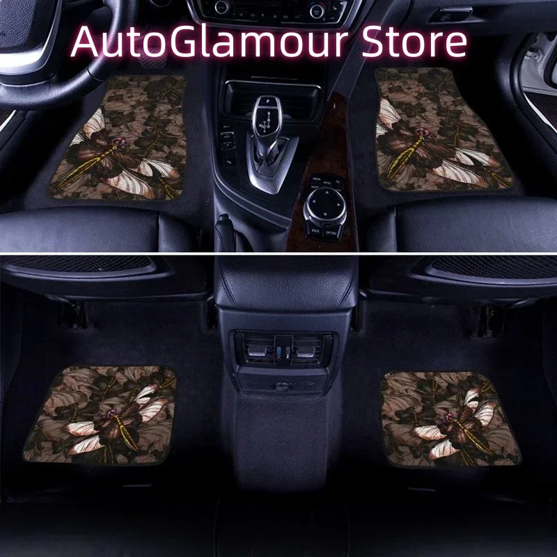 Brown Dragonfly Car Floor Mats Custom Car Accessories Gifts Idea 4PCs Pack