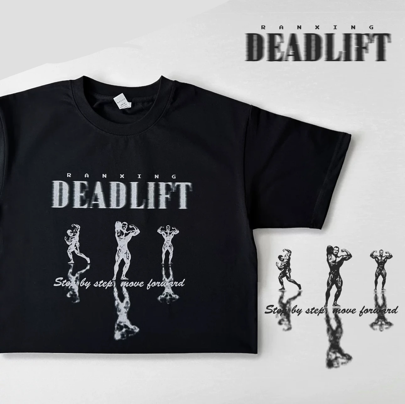 2025 نمط اللياقة البدنية الجديد انعكاس كم قصير طباعة الحروف الرياضية تمشيط القطن الخالص كتف فضفاض