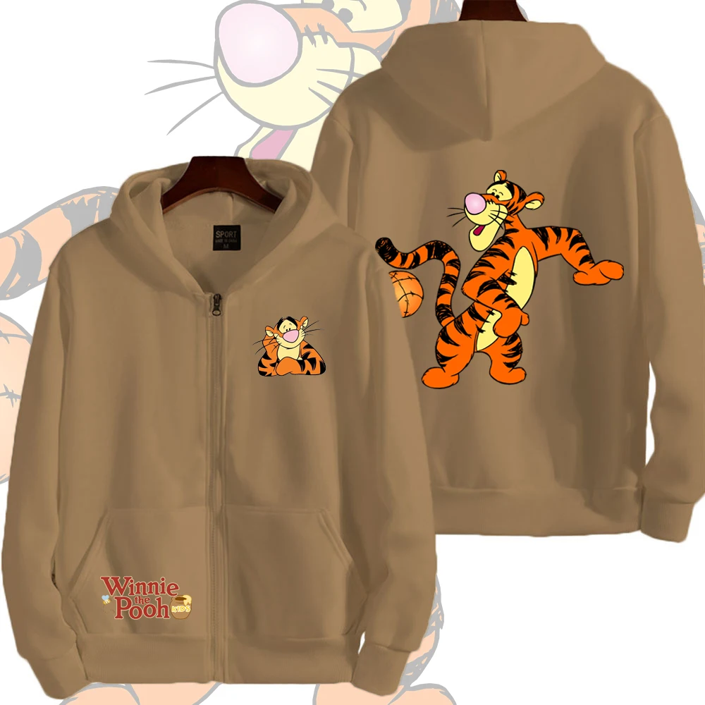 Moletom com Zíper Tigger com Bola, Desenho Animado Anime, Masculino e Feminino, Nova Moda 2026, Casaco Fofo para Casal, Primavera Outono