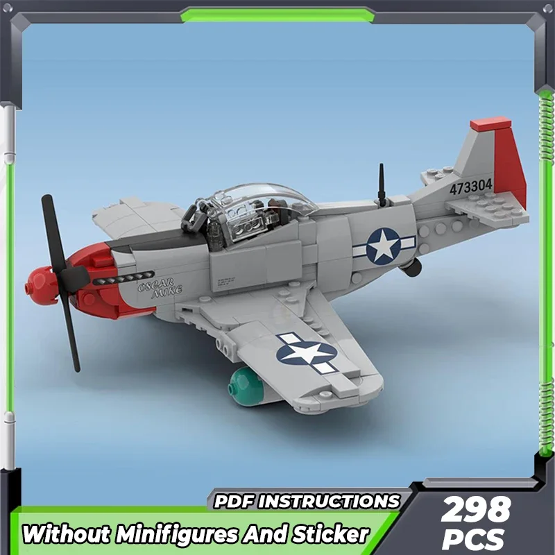 Moc Building Bricks Military Model P-51D Warhorse Red Nose Fighter Technology Modular Blocks Gifts Toys For Child DIY Assembly