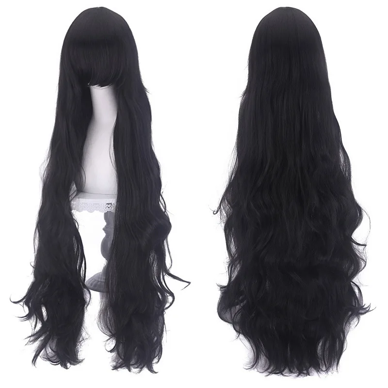 100cm Long Wavy Curly Synthetic Cosplay Wig with Bangs