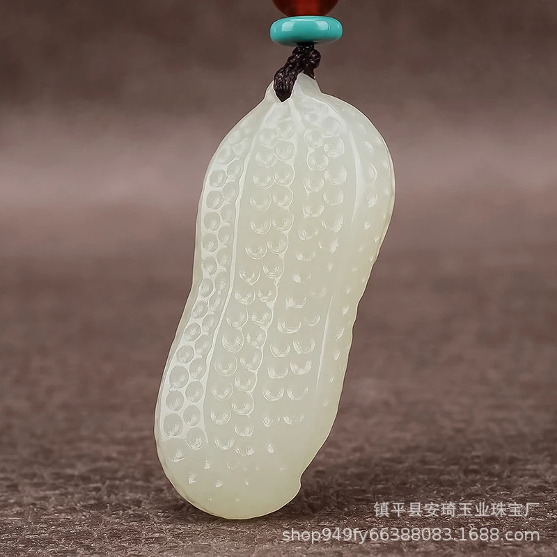 

Natural Hetian White Peanut Pendant Men Women, Prosperity and Amulet, Multi-Beaded Fortune Necklace, Jade O