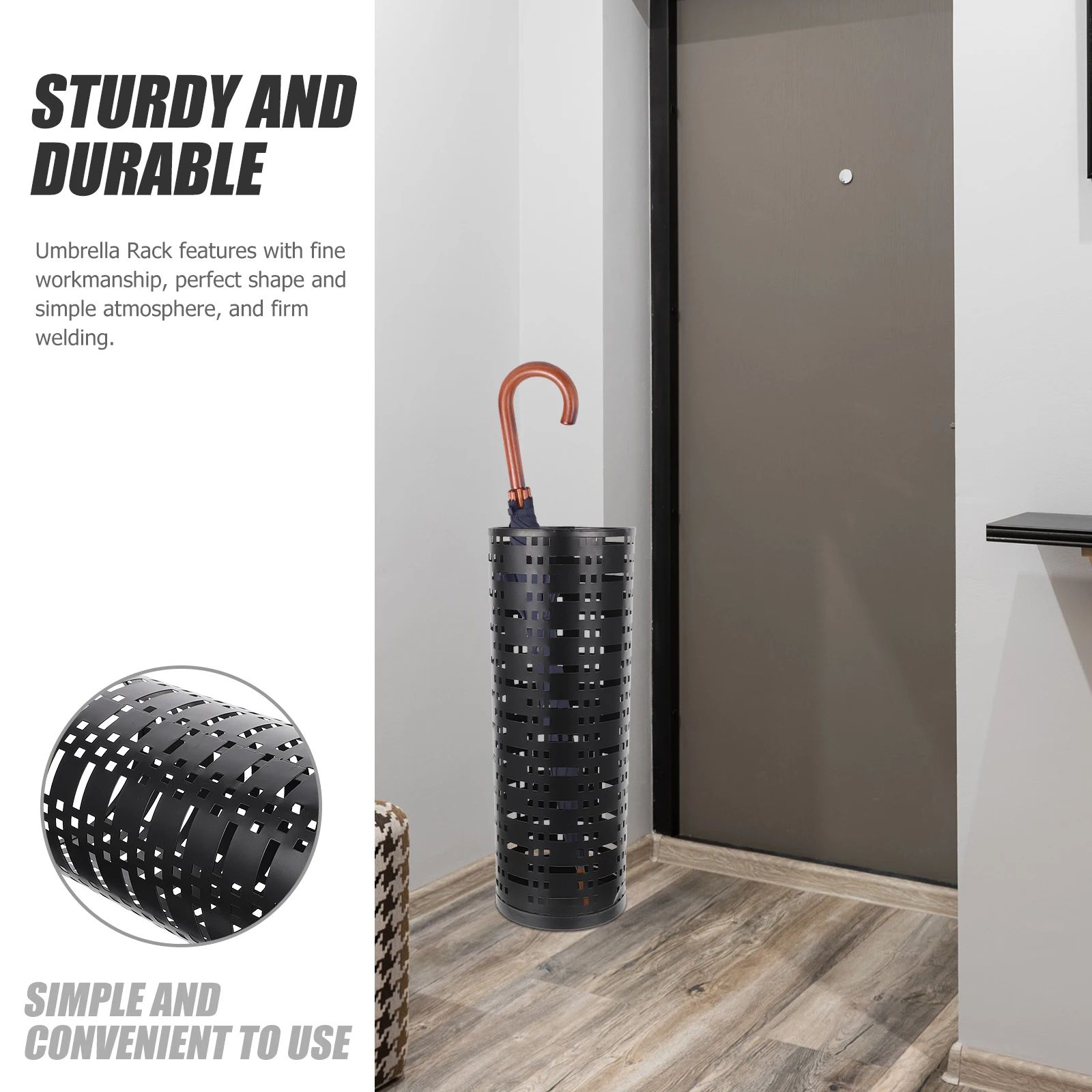 

Sturdy Metal Umbrella Rack Iron Bucket Holder For Home Office Storage Large Capacity Multi-Functional Walking Stick