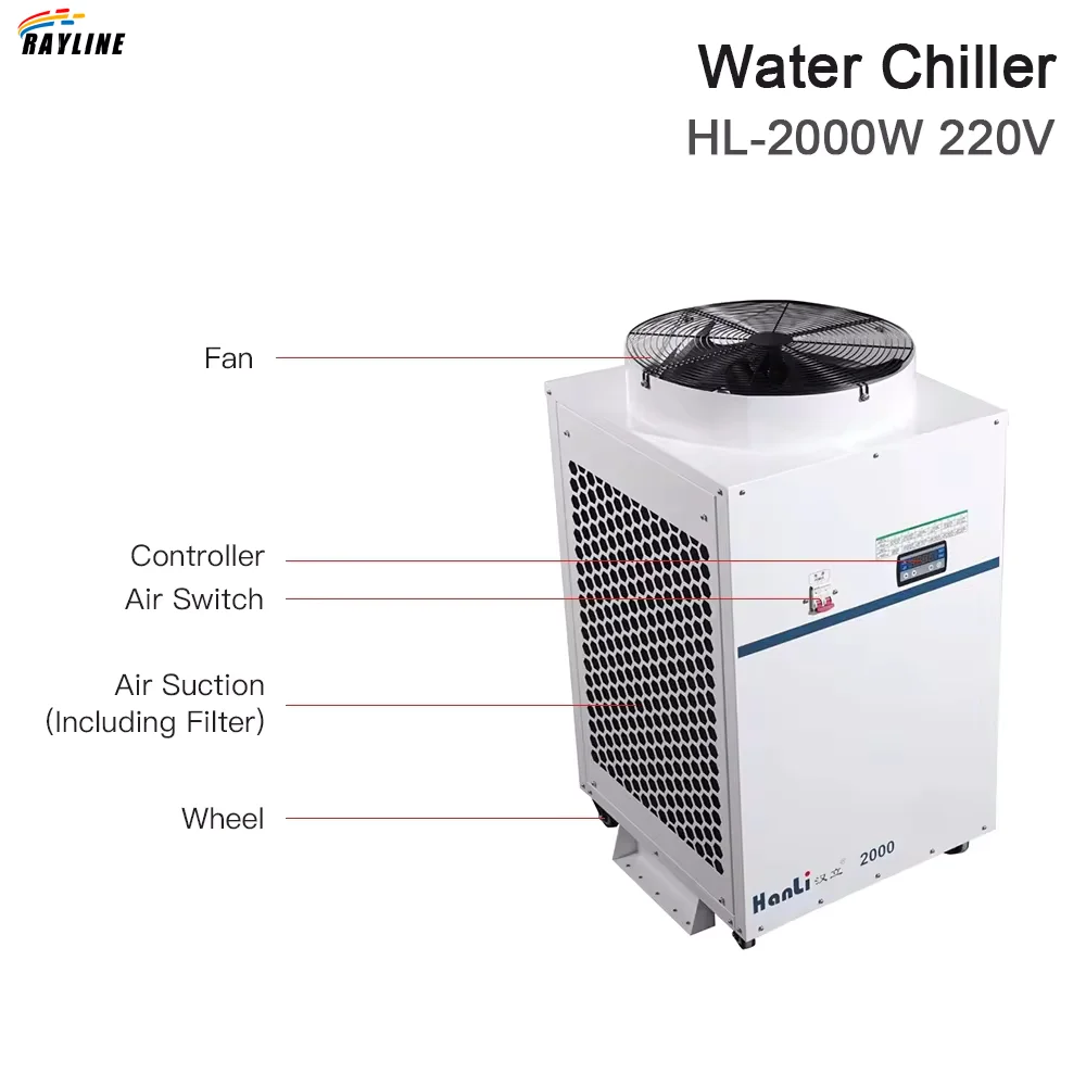 HANLI HL-2000W Water Chiller Industrial Water Cooling 50Hz/60HZ For 2000w Fiber Laser Welding  Cutting Machine