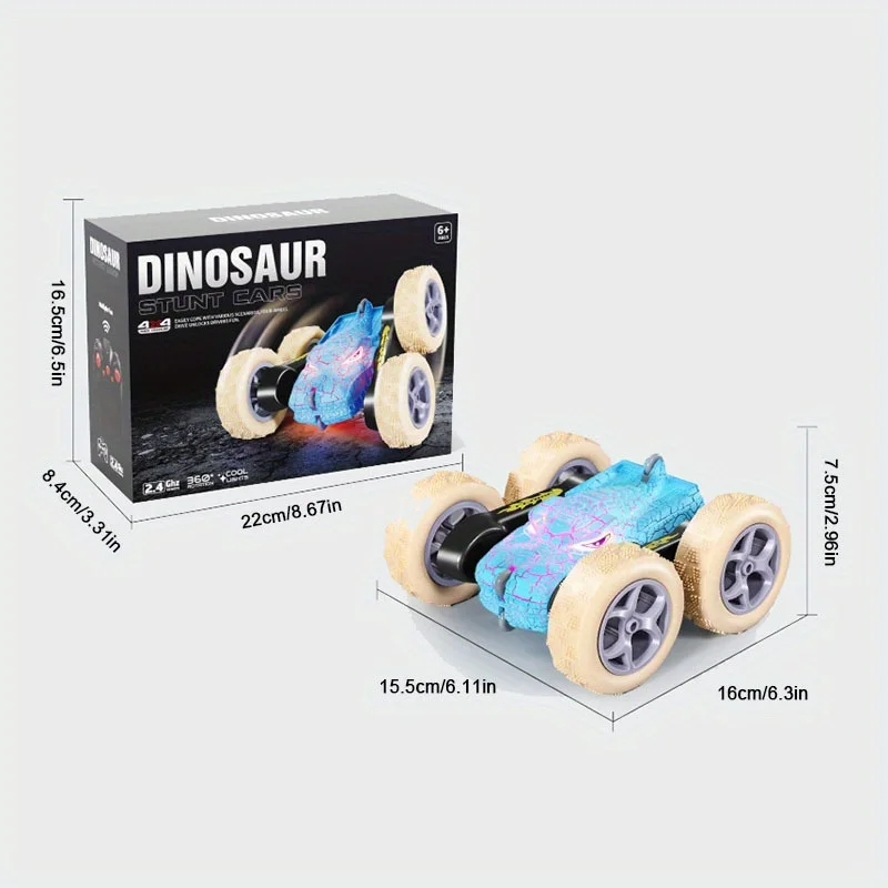 Voiture de cascade RC 2.4G 5WD, voiture dinosaure en rafale avec haute vitesse, Double face, lumières LED à dérive, voiture télécommandée pour enfants, jouet cadeaux
