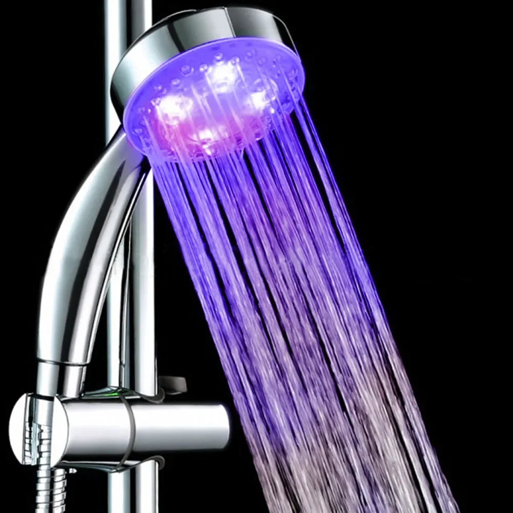 4 Led ABS Romantic Automatic 7 Color Changing Shower Head Filter Luminous Light-up Anion SPA Bathroom Showerhead