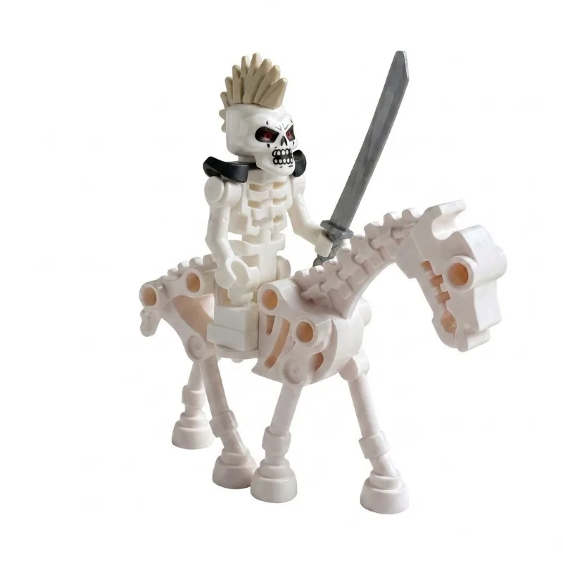 Skelett-Puppenarmee, Skelett-Kriegspferd, Skelett-Trupp mit Waffen, quadratische Bausteine, Geburtstagsgeschenke, Weihnachtsgeschenke. – Detail 6