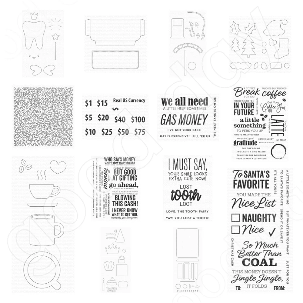 

New 2023 Christmas Complements Gift Card Cutting Dies Stamps Scrapbook Diary Decoration Embossing Template Diy Greeting Handmade