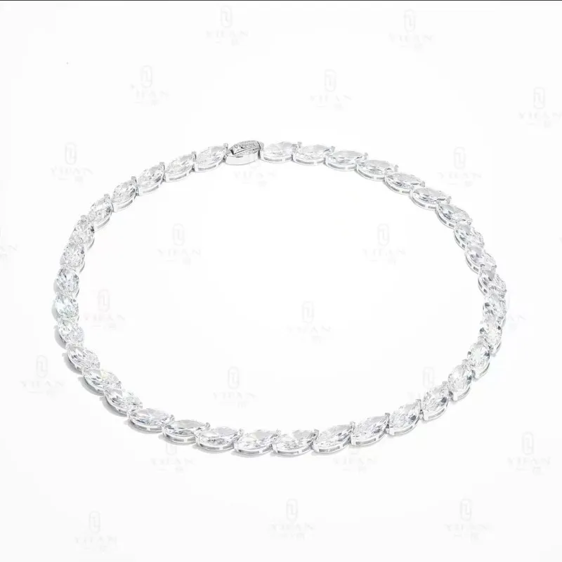 

ZOCA 100% 925 Sterling Silver Sparking CZ Marquise CZ Chain Women Necklace Wedding Engagement Women Jewelry