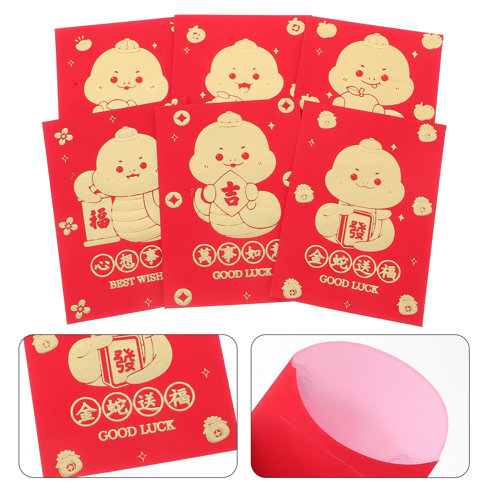

48Pcs Red Envelopes Chinese New Year Snake Zodiac Lucky Money Pockets for Cash Stuffing Wedding Birthday Festival Gift