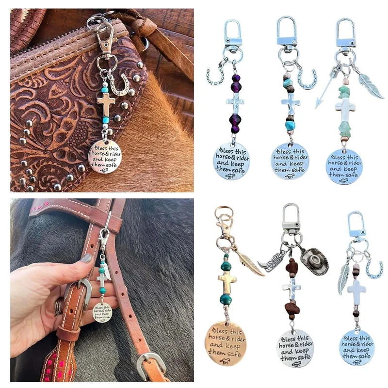 Horse Saddle And Bridle Charm Clip, Bless-This Horse And Rider Keep Safe Bridle Saddle Charm Gifts For Horse Rider