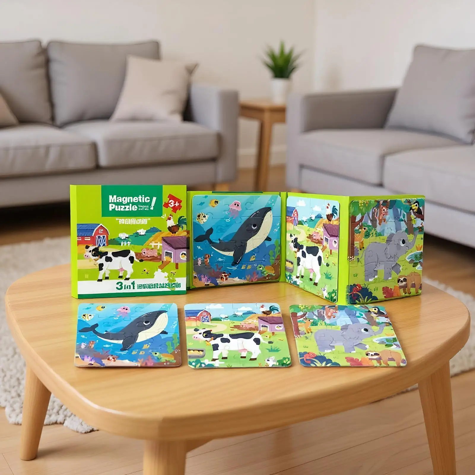 Quebra-cabeça magnético para crianças de 2 a 6 anos - Brinquedo de viagem portátil para viagens rodoviárias, atividade de aprendizagem de interação pai-filho