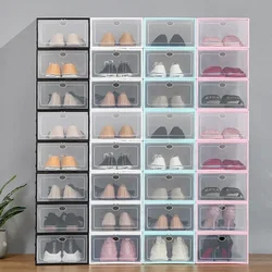 Transparent Shoe Box Shoes Organizers Plastic Thickened Foldable Dustproof Storage Box Stackable Combined Shoe Cabinet