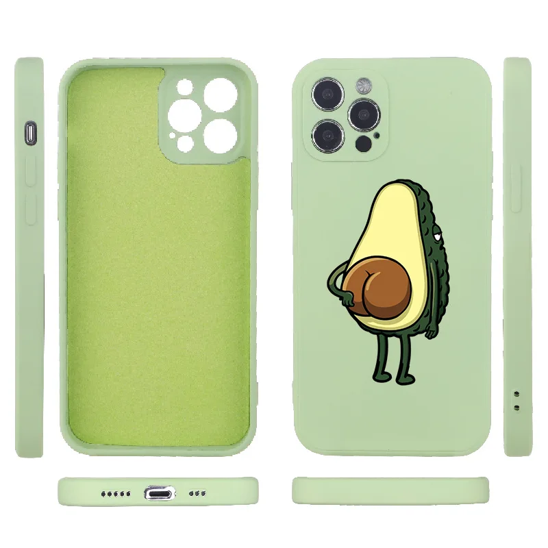 Liquid Silicone Cartoon Avocado Case for iPhone 13 Pro Max mini 12 Pro Max 11 7 8 Plus X XS Max XR Cover High Quality Cover