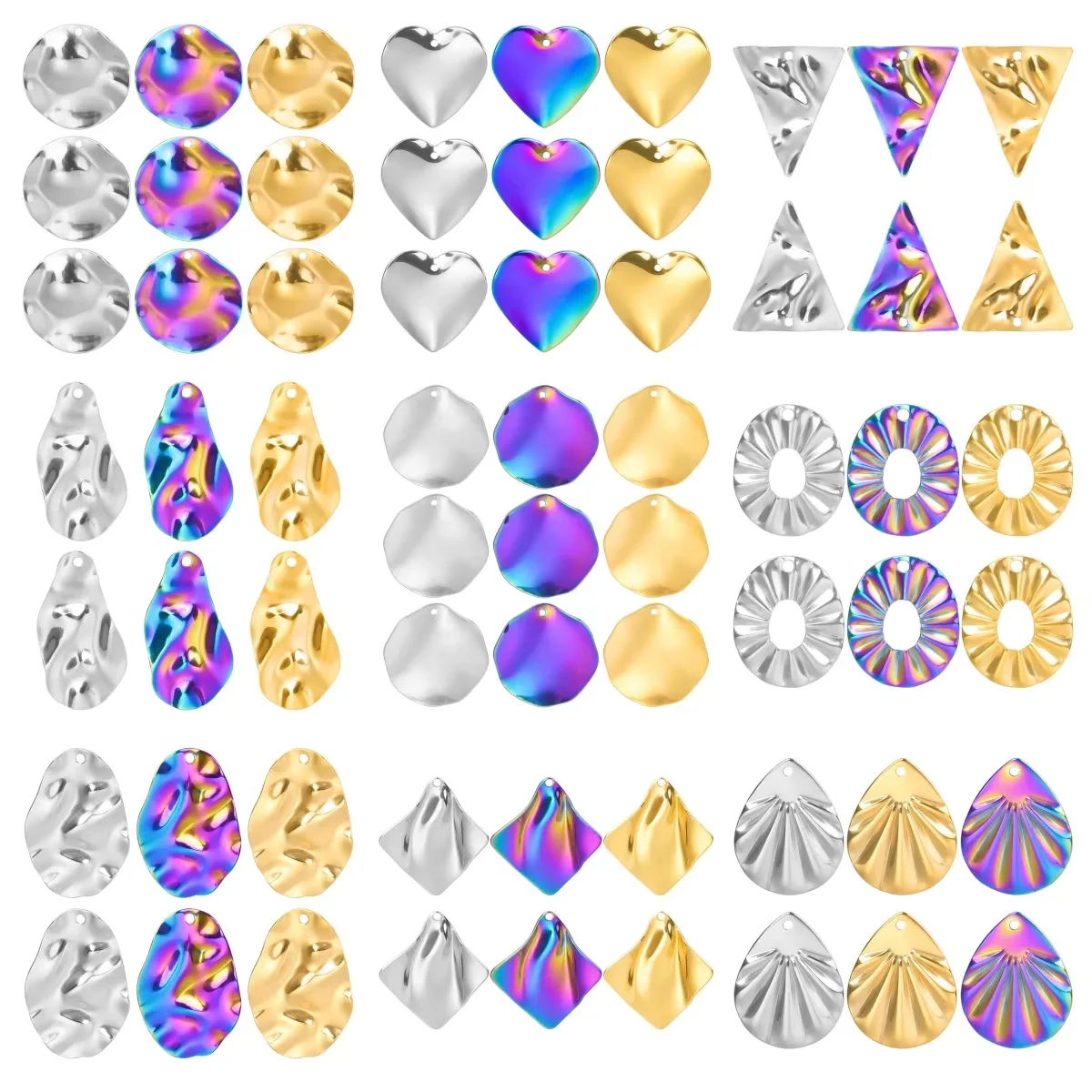 

7pcs/Lot Personalized Design Triangle Charms For Jewelry Making DIY Creative Stainless Steel Pendant Earrings Craft Accessories