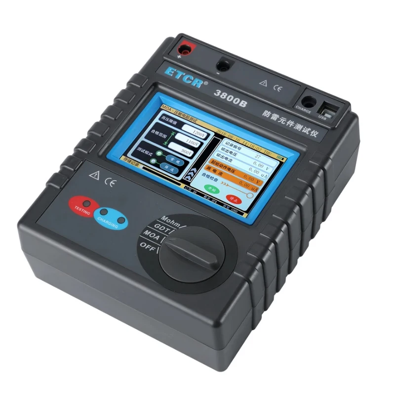 ETCR3800B Penguji Komponen Perlindungan Petir Penguji Ketahanan Isolasi 0.5 Hingga 3000MOhm MOV GDT Tester Layar Warna Sentuh