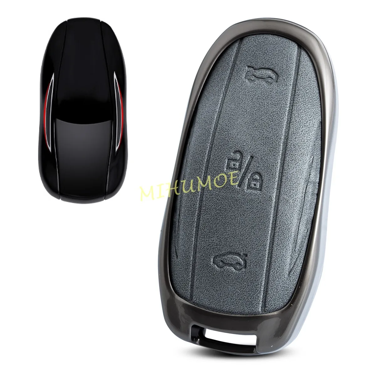 

For 2020-2024 Tesla Model 3 Y S Car Key Fob Case Cover Holder Metal Leather Protector Remote Shell 2018 2019 2021 2022 2023