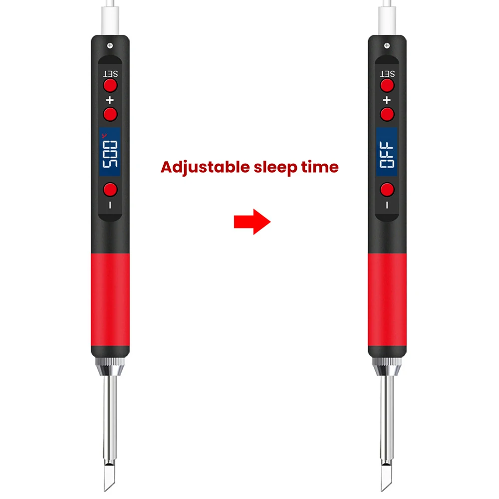 Portable Type-C Soldering Iron Kits With QC PD Fast Charging Adjustable Temperature 180-500C for Electronics Repair DIY Projects