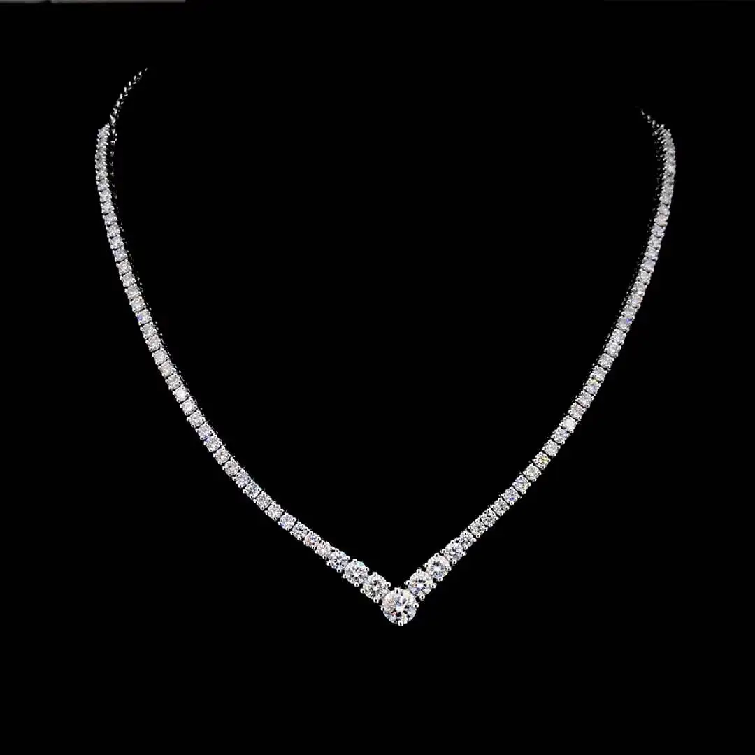 Luxury Custom Tennis Chain 14k White Gold Lab Grown Diamond IGI Certified Fine Jewelry for Women's Necklace Gift