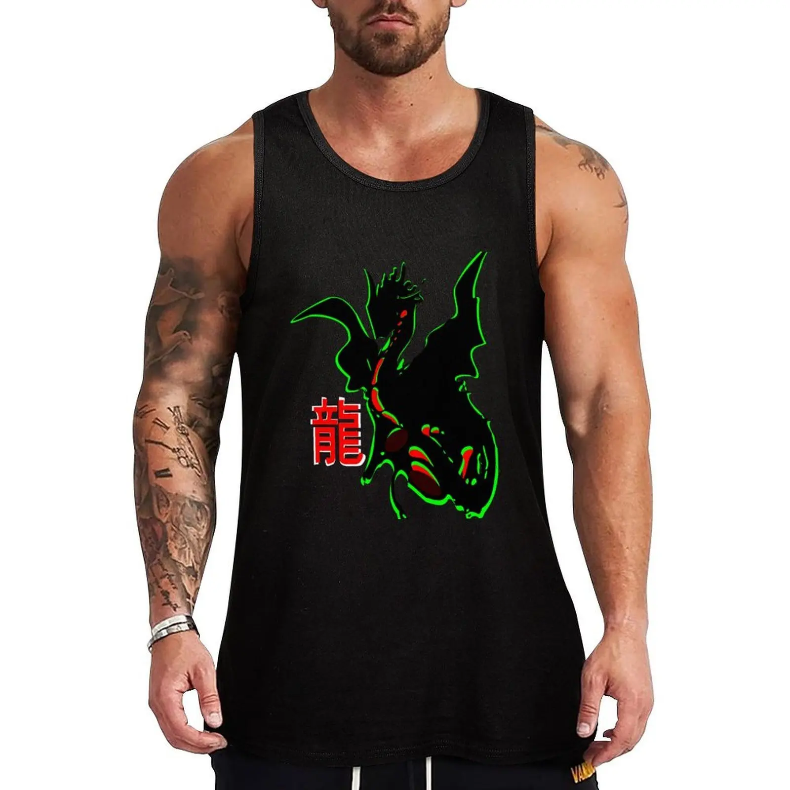 ???Legendary Dragon with a Chinese Character Clothing & Stickers??? Tank Top Beach Casual Tank Top Sleeveless Loose Fit Vacation