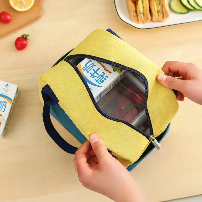 Children Lunch Bags Colored Bento Bag Insulated Bag Lunch Box for Women Handbag Thickened Waterproof Lunch Box Picnic Bag 보냉백