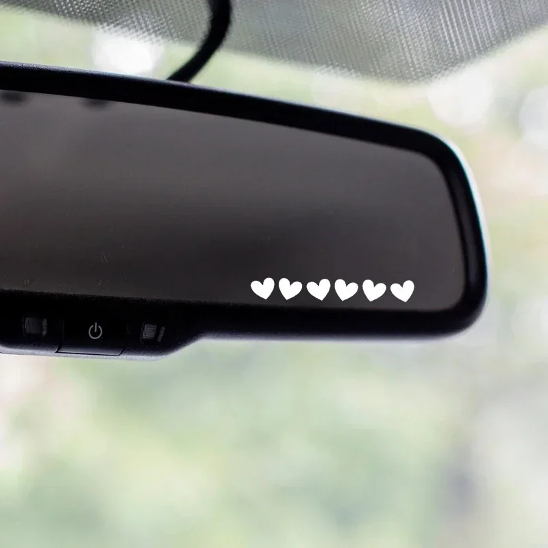 2PCS Waterproof Six Small Hearts Vinyl Sticker Decals, Multi-scene Cute Decor Accessories for Car Mirror, Sun Visor & Laptop