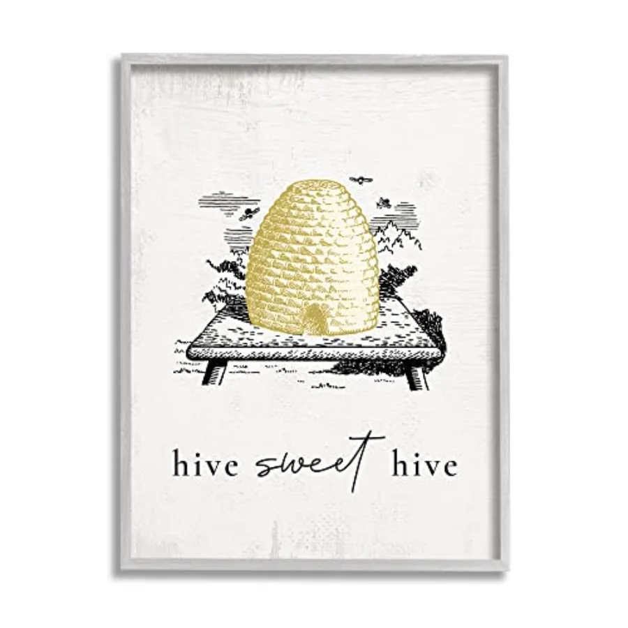 

Hive Sweet Hive Vintage Beehive Illustration Bee Pun, Design by Daphne Polselli