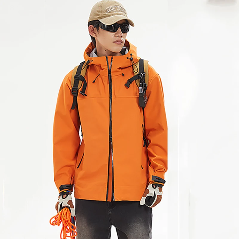 

Men's Rain Jackets Lightweight Teflon Windbreaker Jacket with Arm Pocket & Hood for Outdoor Adventure Hiking Coats