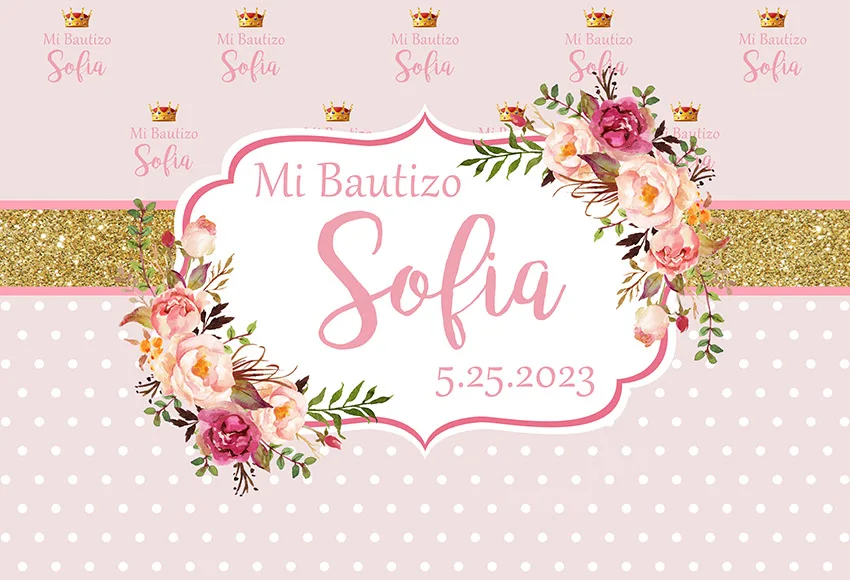 Mehofond Mi bautico sfondo personalizzato Sofia prima comunione battesimo fiore Baby Shower sfondo battesimo Studio