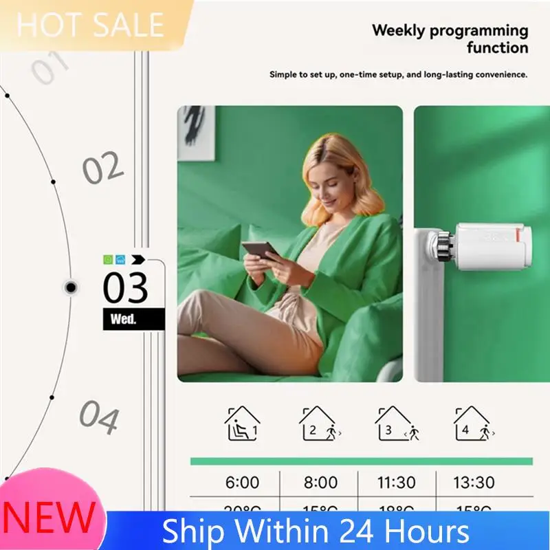 ~【IN  Stock】Tuya Zigbee Thermostatic Radiator Valve Smart TRV Programmable Supports Alexa & Google Home, Remote App Operation