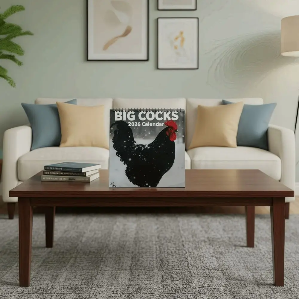 

Утолщенный настенный календарь на 2026 год с изображением петухов, спиральный переплет, креативные узоры, двусторонние страницы, мультяшный дизайн