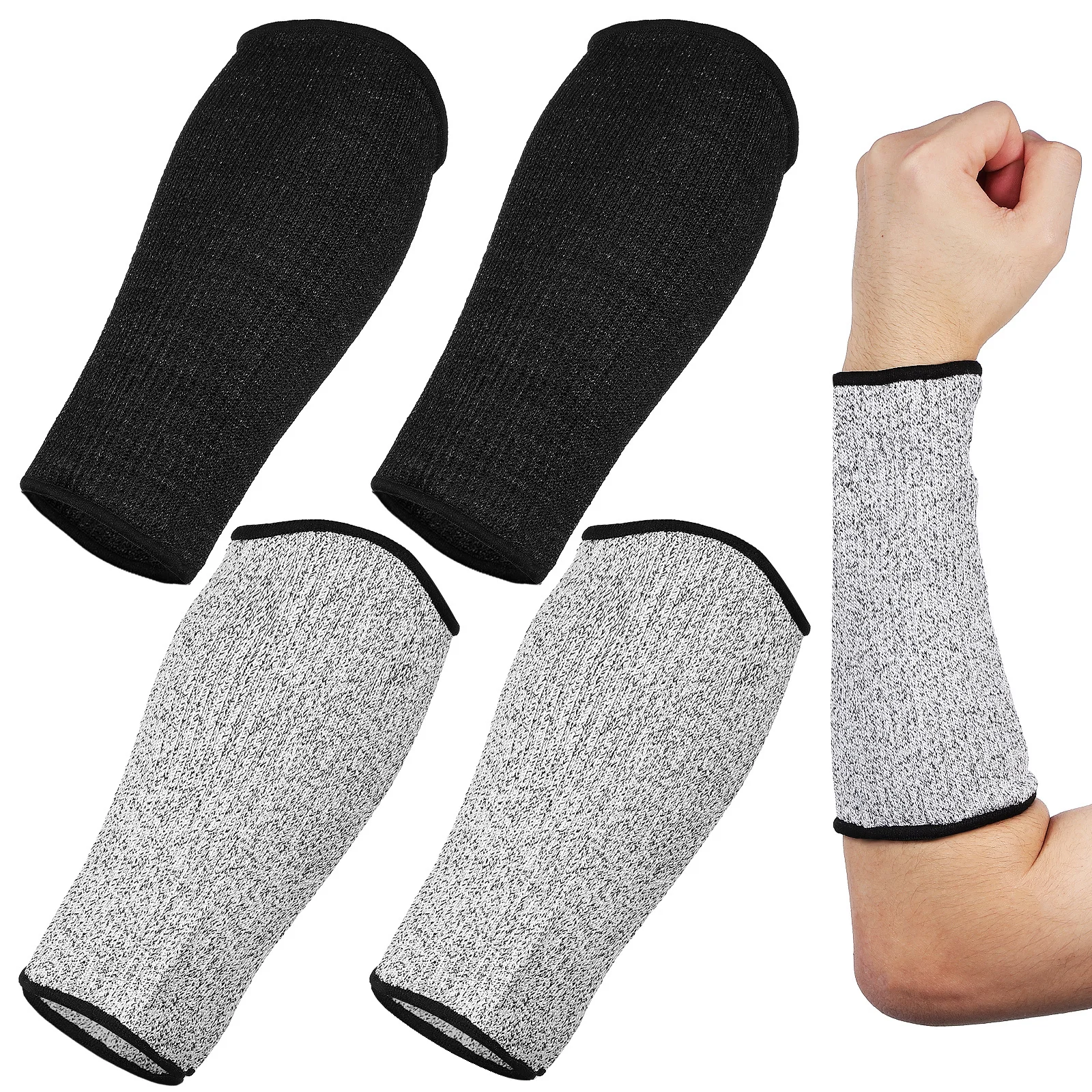 2Pairs Cut Resistant Forearm Protective Sleeves Arm Guards Stretchable Safety Sleeves for Gardening Moving Working Size S
