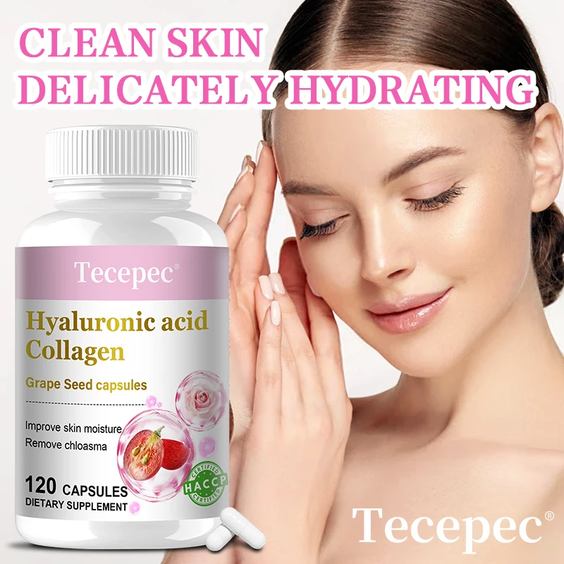 

Hyaluronic Acid Collagen Supplement - with Vitamin C Grape Seed, Helps with Skin Health, Antioxidants, Anti-aging, Facial Care