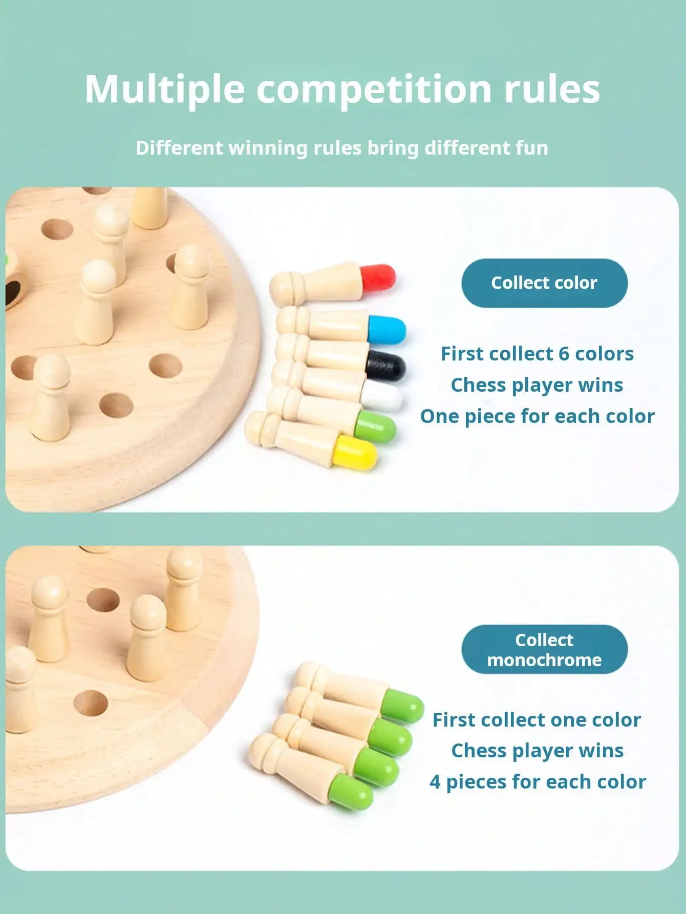 1 Set Wooden Color Memory Chess Desktop Toys Double Or Multiple People Interactive Creative Games A Birthday Present Gift
