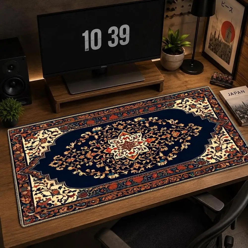 Large Oriental Persian Pattern XXL Mousepad Vintage Floral Deskmat Non-Slip Rubber Gaming Mouse Mat Pc Keyboard Gamer Mats