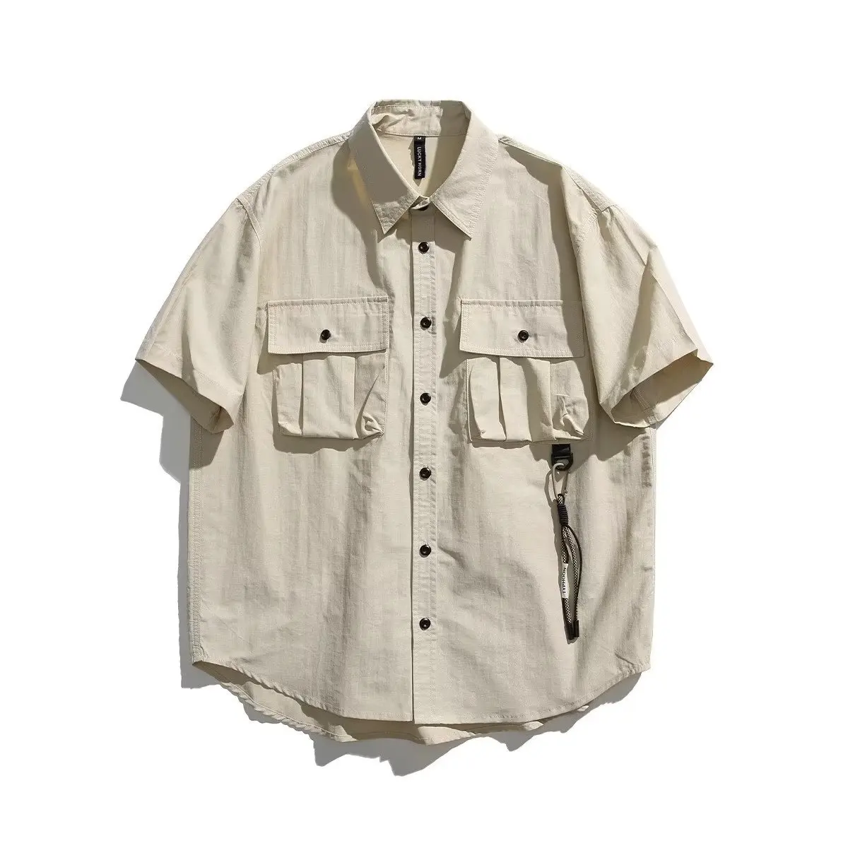 Japanese Vintage Workwear Short-sleeve Shirt For Men, Summer Outdoor Casual Versatile Youth Shirt Jacket