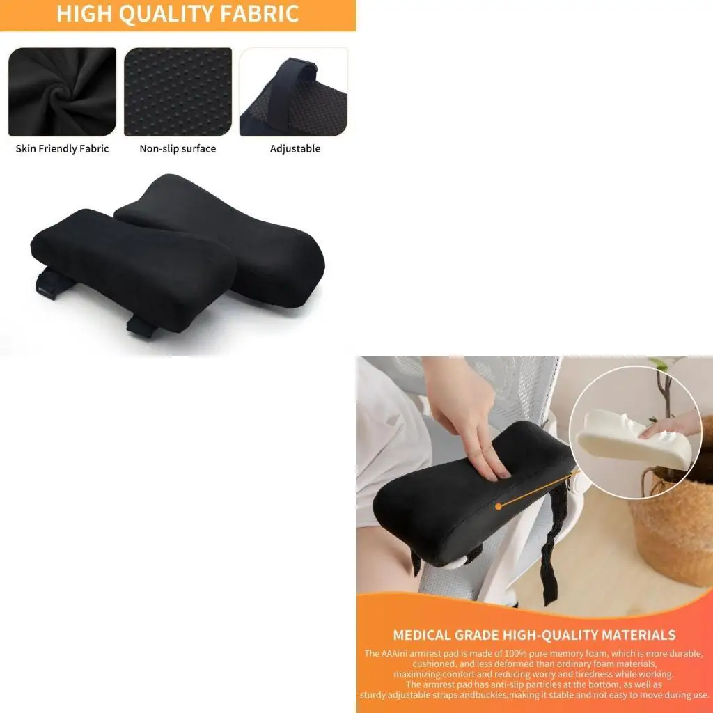 Wide Armrest Cushions Ergonomic Contoured Designs Soft Fabric for Office HX6C
