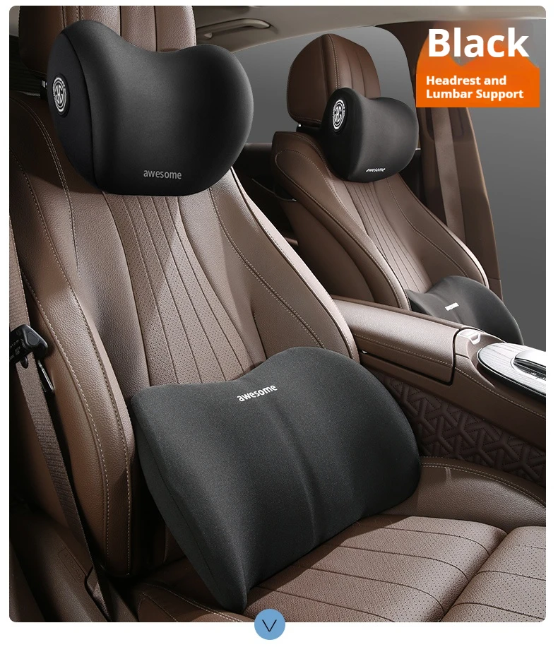 وسادة رقبة السيارة من إسفنج الذاكرة ومجموعة وسائد قطنية، مسند ظهر مريح ومسند رأس لراحة القيادة، لمعظم السيارات