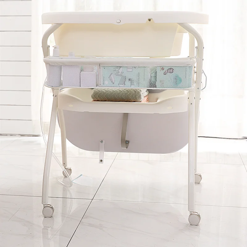 Multifunctional Folding Baby Care Table Bath Basin Baby Diaper Changing Table Newborn Bath Integrated Diaper Tables with Wheel