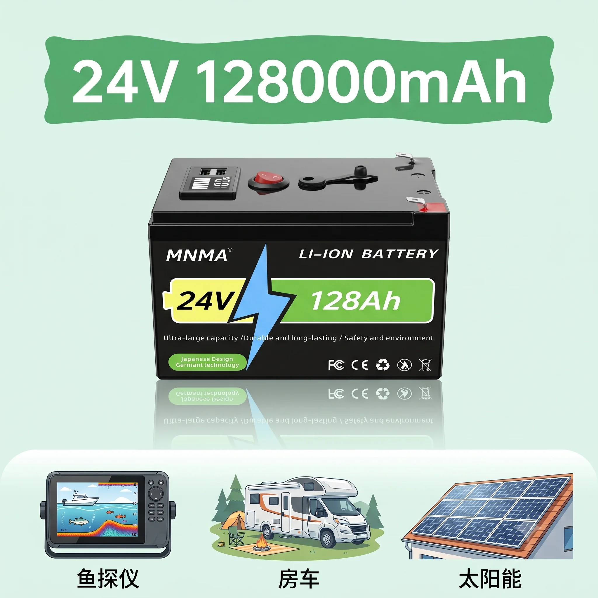 LiFePO4 Battery 24V 128Ah 108Ah 88Ah for Household Lights, RVs, Emergency Power Supply 4000+ Deep Cycle Release Built-in BMS