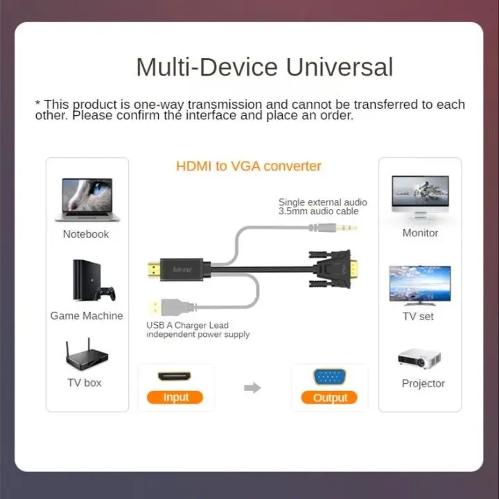 Jasoz HDMI to VGA Cable Adapter with 3.5mm Audio 1080P HDTV Male to VGA Male Converter Cable for PC Laptop Projector PS5 Xbox