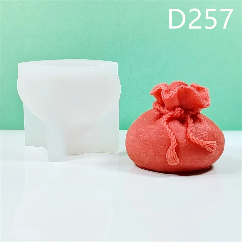 D257 Money Fortune Bag Candle Silicone Mold Gypsum form Carving Art Aromatherapy Plaster Home Decoration Mold Gift Handmade